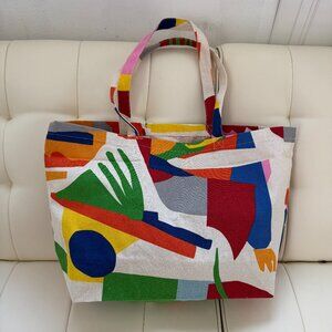 Sezane x G. Kero limited edition geometric print tote bag, multicolor, NWOT